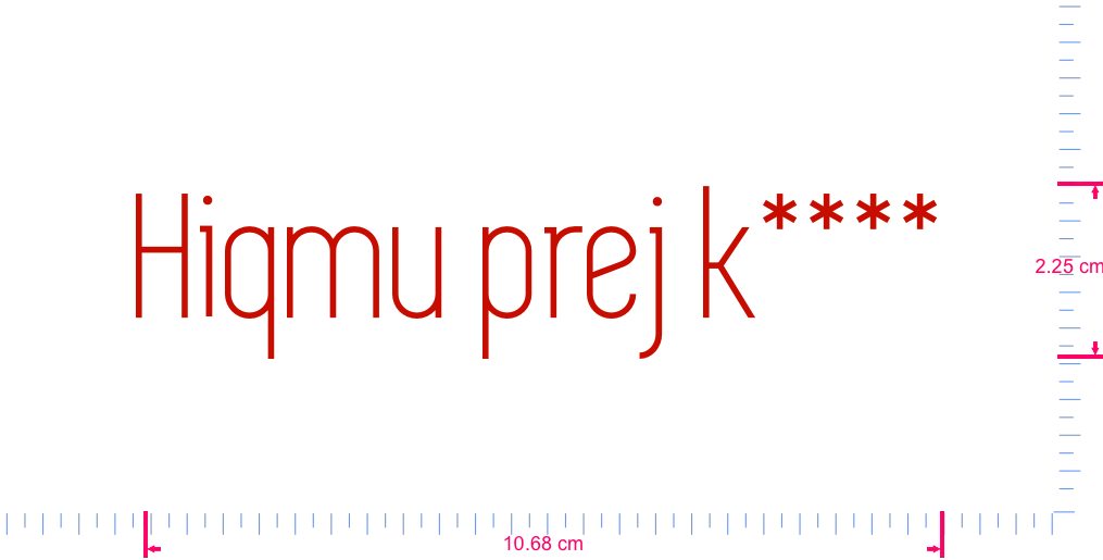 Text Hiqmu prej k**** Vinyl custom lettering decall/2.25 x 10.68 cm/ Red /