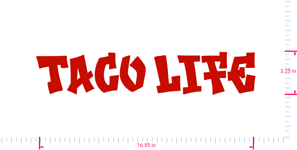 Text Taco life Vinyl custom lettering decall/3.25 x 16.55 in/ Red /