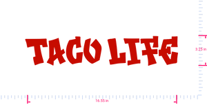 Text Taco life Vinyl custom lettering decall/3.25 x 16.55 in/ Red /