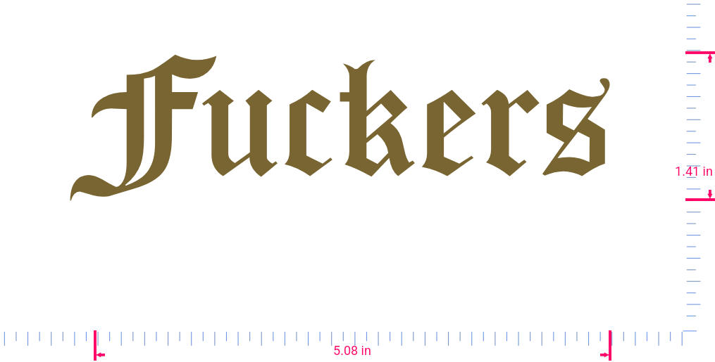 Text Fuckers Vinyl custom lettering decall/1.41 x 5.08 in/ Gold /
