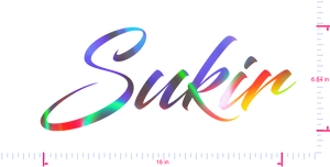 Text Sukir Vinyl custom lettering decall/6.84 x 16 in/ OilSlick Chrome /