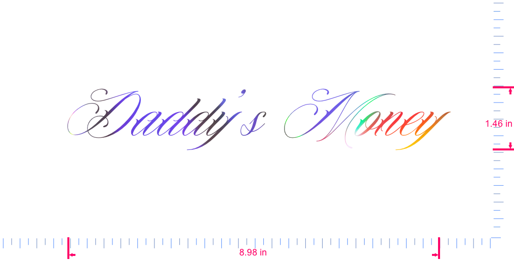 Text Daddy’s Money Vinyl custom lettering decall/1.46 x 8.98 in/ OilSlick Chrome /