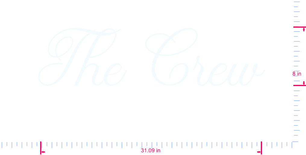 Text The Crew Vinyl custom lettering decall/8 x 31.09 in/ White /