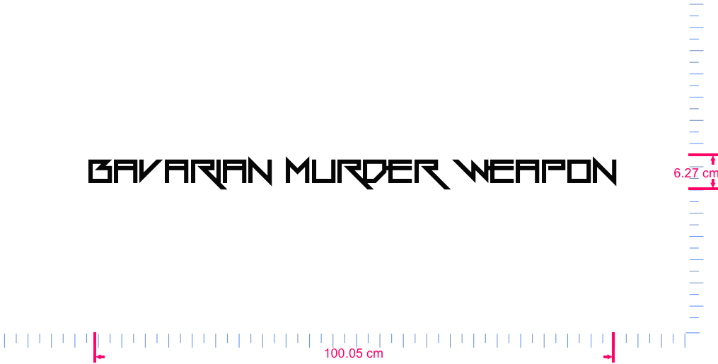 Text Bavarian Murder Weapon Vinyl custom lettering decall/6.27 x 100.05 cm/ Black /