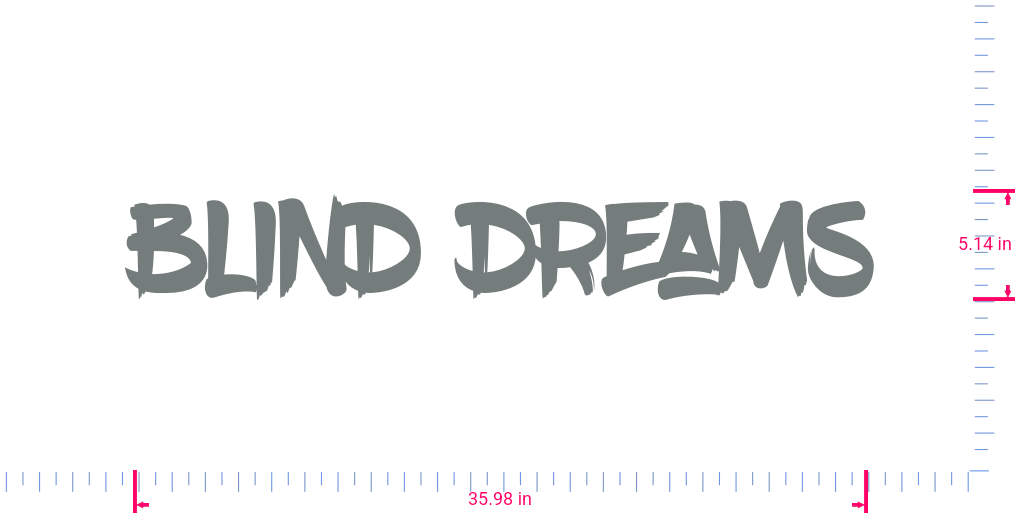Text Blind dreams Vinyl custom lettering decall/5.14 x 35.98 in/ Grey /
