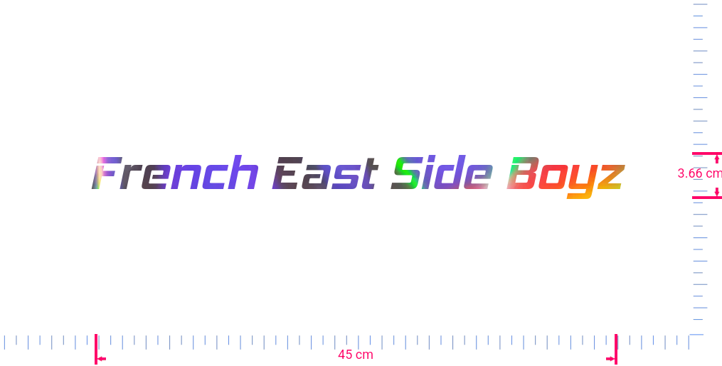 Text French East Side Boyz Vinyl custom lettering decall/3.66 x 45 cm/ OilSlick Chrome /
